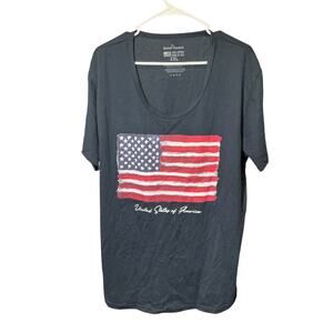 General Standard Patriotic Flag Tee Navy Blue Cap Sleeves Made in USA Size 2XL
